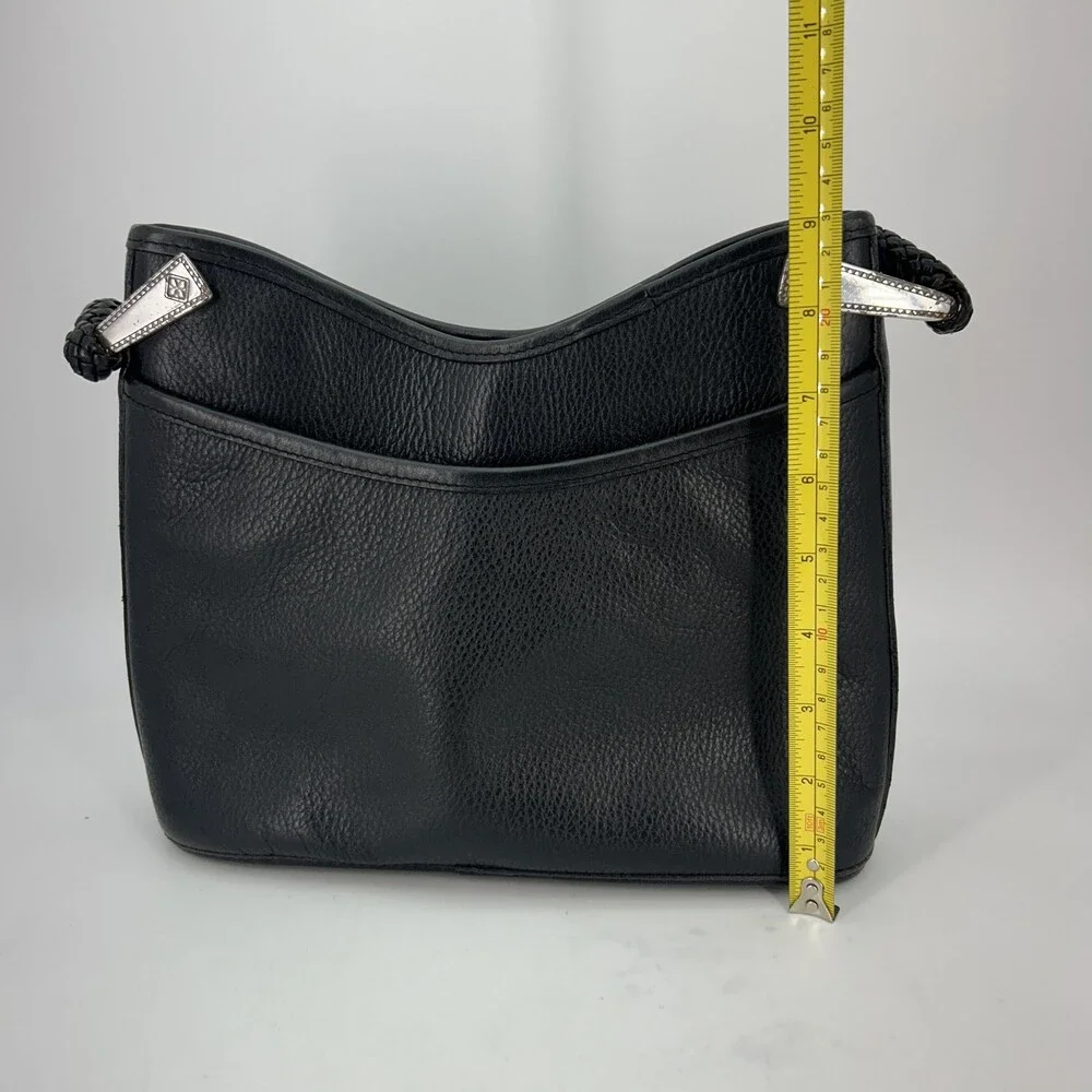 Vtg Brighton Hobo Bag Womens Medium Leather Braided Strap Croc Shoulder Purse